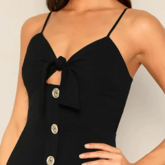 Cotton On Teagan Tie Front Black Mini Dress Sz XS - Picture 4 of 12